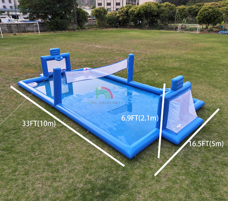 Juego deportivo inflables de PVC azul inflables de agua voleibol Red Campo de fútbol Campo de arena Corte de fútbol inflables Campo