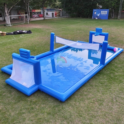 Juego deportivo inflables de PVC azul inflables de agua voleibol Red Campo de fútbol Campo de arena Corte de fútbol inflables Campo