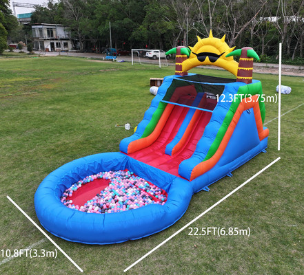 Slide de agua inflable de PVC de doble carril combo con escalera de obstáculos de la piscina