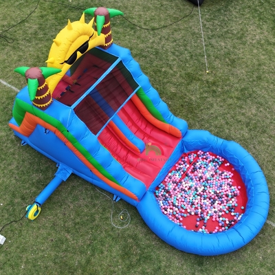 Slide de agua inflable de PVC de doble carril combo con escalera de obstáculos de la piscina