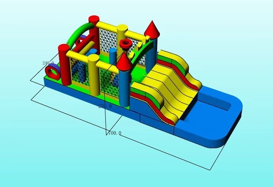 Juego de fiesta de jardín al aire libre húmedo seco Inflable Bounce House Combinado Curso de obstáculos con Slide Pool Ball Pit