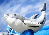 Modifique el castillo de salto inflable del delfín para requisitos particulares azul del negocio el 1.6ft para el doble de los niños - puntada triple
