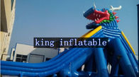Diapositiva inflable de la playa del tobogán acuático del dragón gigante con la piscina para los niños y los adultos
