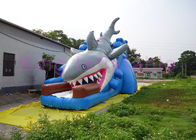 EN14960 diapositiva seca inflable para los niños, diapositiva inflable azul del tiburón de la puntada doble