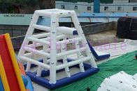 El juguete del PVC de la aduana 0.9m m del agua/la aguamarina inflables azules/blancos del CE resbala para el parque del agua