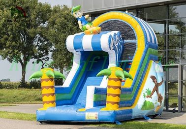 Diapositiva seca inflable tropical, diapositiva feliz del PVC del muchacho que practica surf para los niños