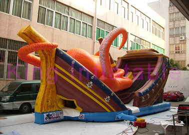 Diapositiva seca del barco inflable al aire libre del pulpo con el carril de la remolque para la ciudad de la diversión del paraíso de los niños