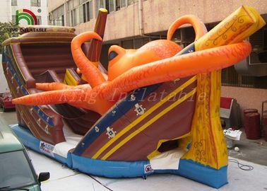 Diapositiva seca del barco inflable al aire libre del pulpo con el carril de la remolque para la ciudad de la diversión del paraíso de los niños