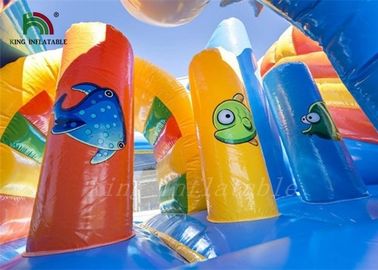 Castillo de salto inflable del mundo del océano con la diapositiva ignífuga