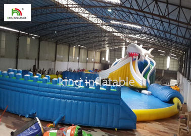 Piscina inflable de la historieta gigante con la costura doble de la diapositiva bilateral