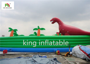 Parques inflables del agua del estilo del dinosaurio con resistente ULTRAVIOLETA de la lona del PVC de la piscina