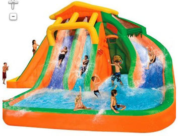 Tobogán acuático inflable de 0.55m m de la lona anaranjada y azul del PVC/nueva diapositiva del patio trasero del diseño
