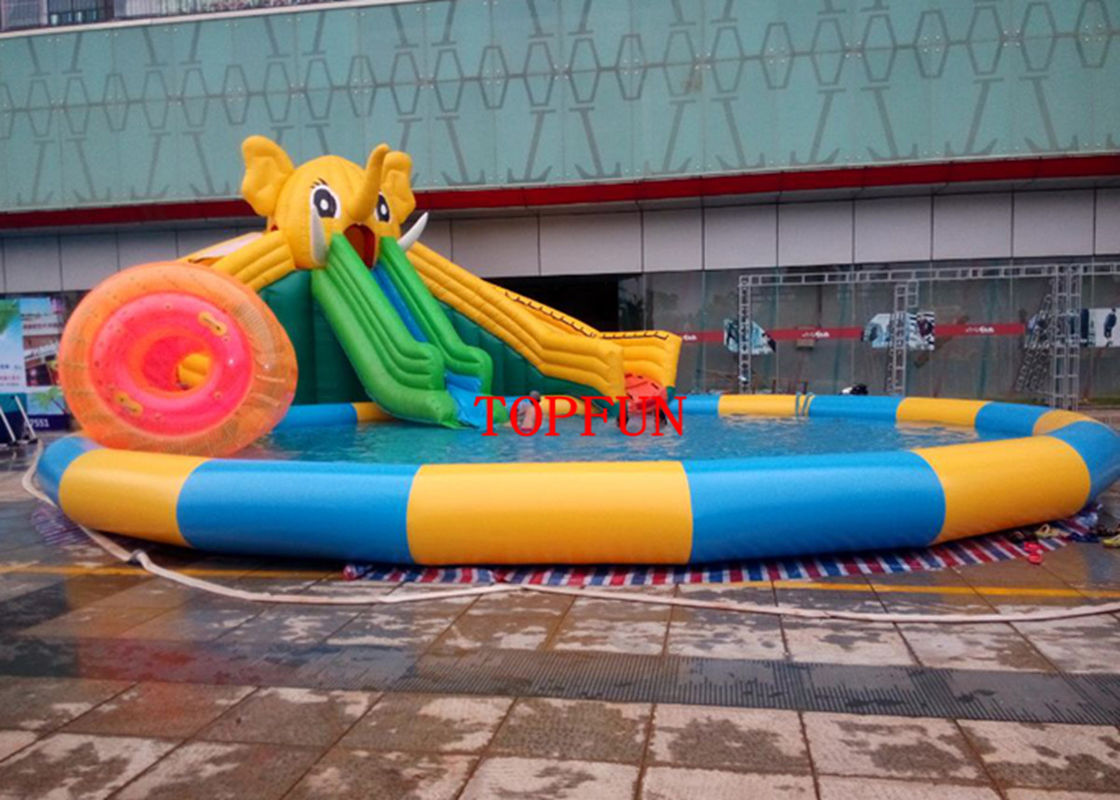Custom PVC Tarpaulin Inflatable Water Park With Swimming Pool For Kids / Adults