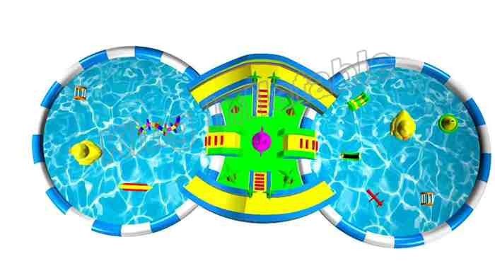 Parque inflable colorido del agua del patio trasero de los juegos al aire libre con dos piscinas/toboganes acuáticos
