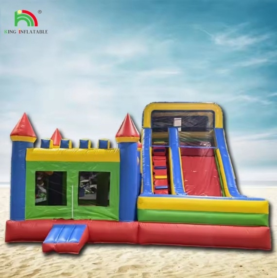 Al por mayor castillo inflable con tobogán de agua combo seco y húmedo casa de rebote inflable personalizada