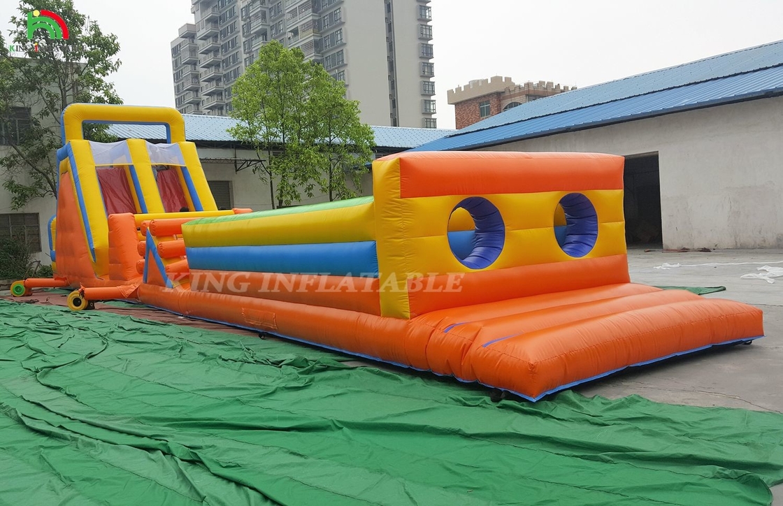 Juegos de Carnaval Inflables de Deportes Personalizados Curso de obstáculos con doble carril de escalada y tobogán