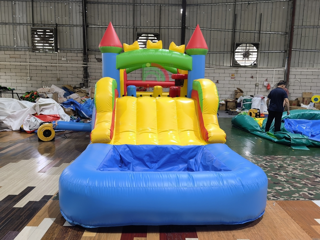 Juego de fiesta de jardín al aire libre húmedo seco Inflable Bounce House Combinado Curso de obstáculos con Slide Pool Ball Pit