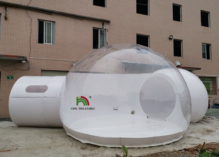 Tienda clara inflable de la burbuja del hotel transparente de los 5m con el túnel y el cuarto de baño