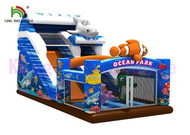 El PVC vivo del tema del parque del océano de la impresión de Digitaces inflable seca la diapositiva con el ventilador aprobado CE